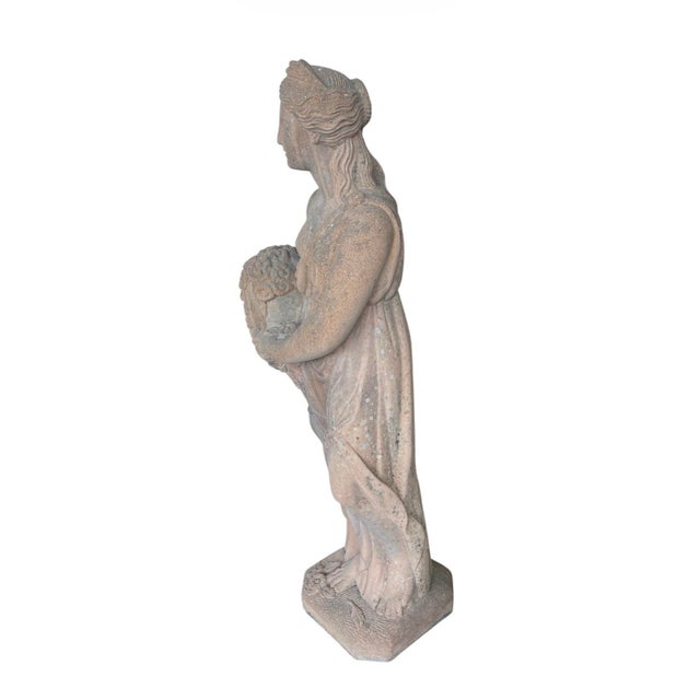 2000 - 2009 Vintage Neoclassical Terracotta Garden Statue of Flora For Sale - Image 5 of 12