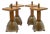 Brutalist Oak & Brass Candleholders, Set of 4 For Sale