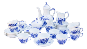 Vintage Blue Flower Blå Blomst Coffee Set from Royal Copenhagen, 1980s, Set of 33