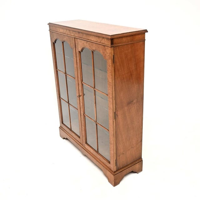 Antique Burr Walnut Bookcase, 1930s For Sale - Image 4 of 8