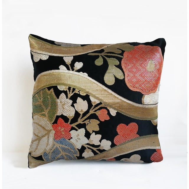 Early 20th Century Japanese Silk Obi Accent Pillow For Sale - Image 4 of 13
