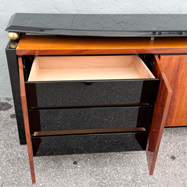 Vintage “Elan” Black Lacquered Koa Wood Credenza by Henredon For Sale In West Palm - Image 6 of 12