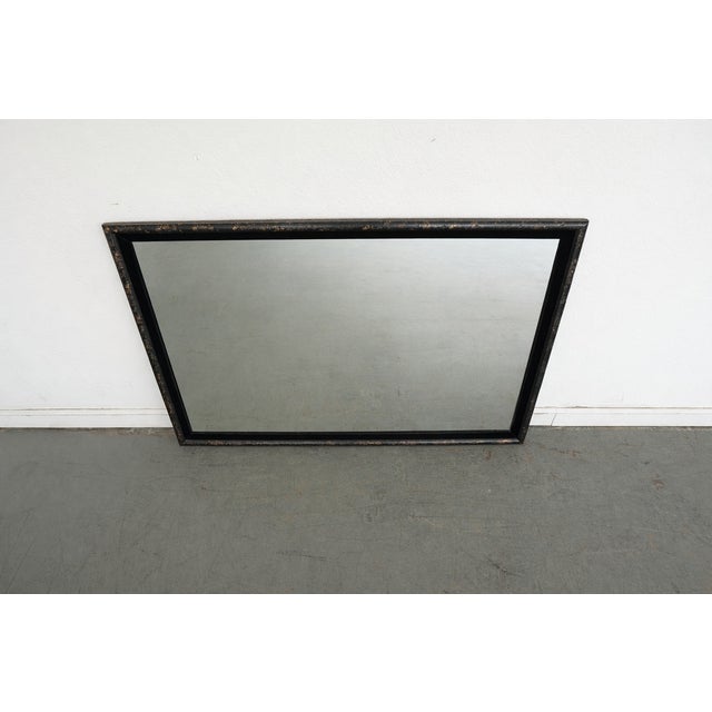1970s Vintage Distressed Black Lacquer Style Wall Mirror For Sale - Image 5 of 10