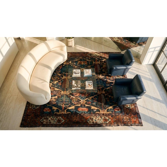 Tribal Geometric Cypress Tree Garden Design Antique Persian Bakhtiari Rug For Sale - Image 13 of 13