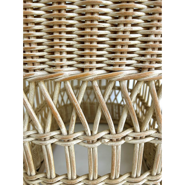 1970s Wicker, Glass Coffee Table, Side Table Set Henry Link, Lexington Attributed For Sale - Image 9 of 10