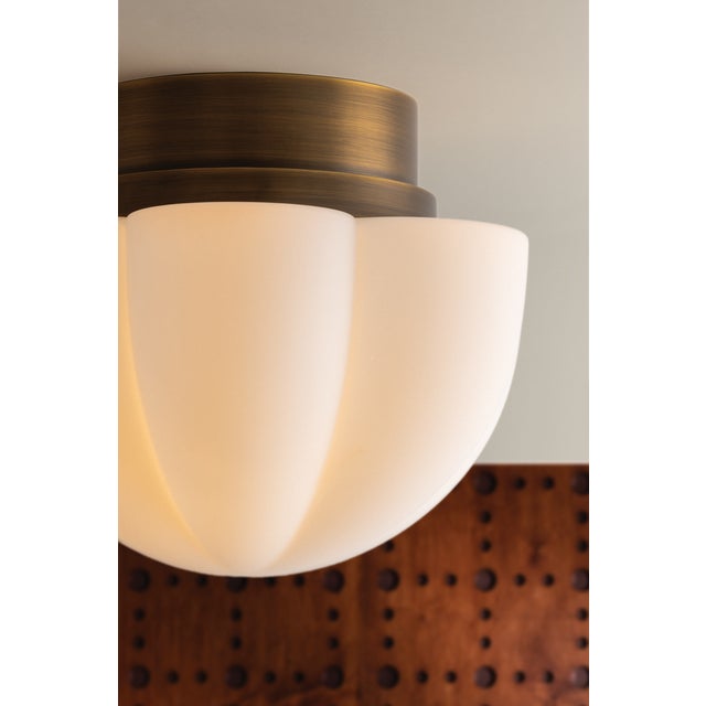Metal Hudson Valley Lighting Seabrook 11.25 in. 1 Light Flush Mount in Historic Bronze Finish For Sale - Image 7 of 11