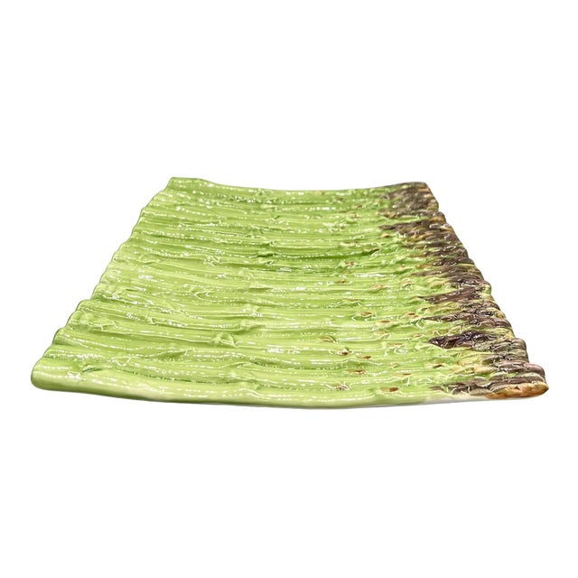 Late 20th Century Vintage Asparagus Ceramic Serving Platter / Tray – Majolica Style / Country French For Sale - Image 5 of 15