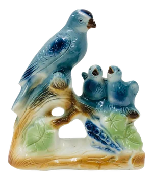Mid Century Blue Bird Family Figurine