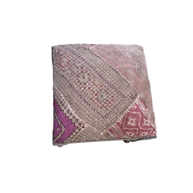Vintage Stool/Footstool Upholstered W/Kutchi Indian Banjara Fabric 15" H For Sale In New York - Image 6 of 6