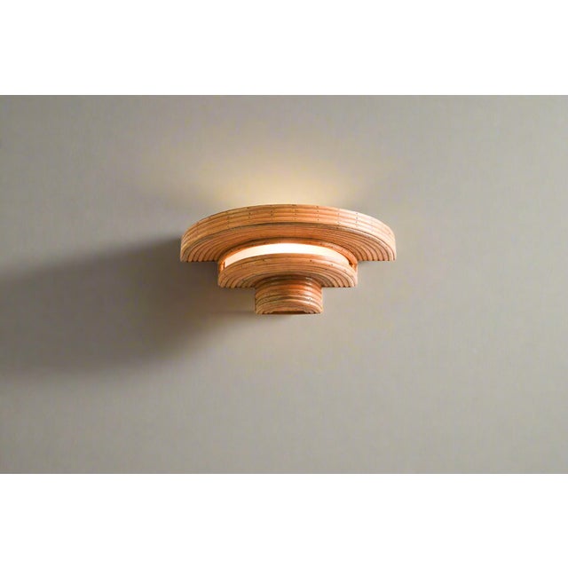 Rattan Pencil Reed Wall Sconce 'Saucer 29' For Sale - Image 4 of 6