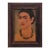 Mid-Century Turista Mexican Folk Art: Frida Kahlo "Self-Portrait With Necklace" (1933) Lithograph on Canvas - Rustic Pine Frame For Sale