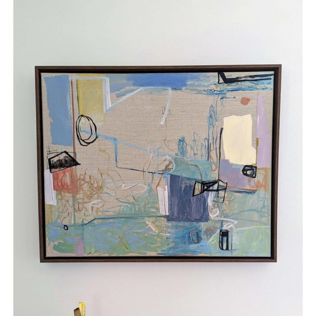 Abstract Framed Abstract Oil Painting on Linen "Disturbances" For Sale - Image 3 of 5