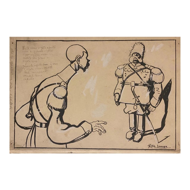 Gabriele Galantara, Soldiers, China Ink, 1910s For Sale