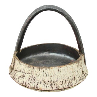Peter Lane Ceramic Basket Circa 1998 For Sale