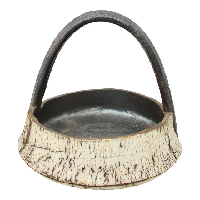 Peter Lane Ceramic Basket Circa 1998 For Sale