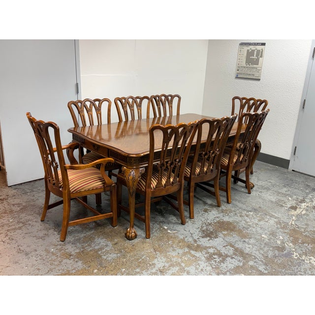 Century Furniture Century Furniture Queen Anne Style Extension Dining Table + Eight Chairs Set For Sale - Image 4 of 12