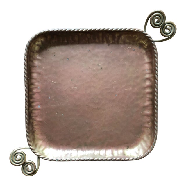Mid Century Swedish Brass Copper Tray For Sale