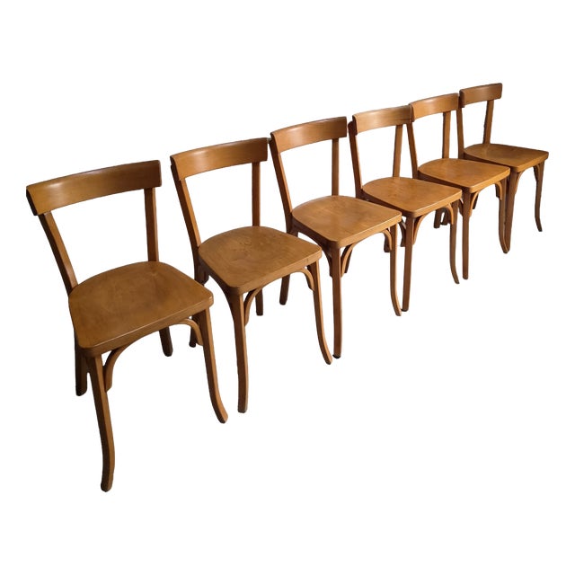 Vintage Baumann Bistro Chairs, France, 1950s, Set of 6 For Sale