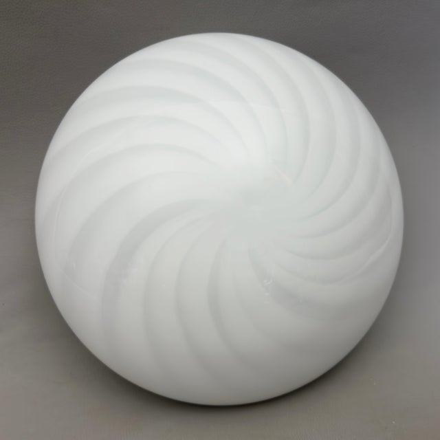 Space Age Murano Glass Swirl Ceiling Lamp in Glossy White, 1970s For Sale - Image 4 of 11
