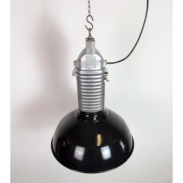 Large Industrial Black Enamel Factory Pendant Lamp from Philips, 1960s For Sale - Image 10 of 18