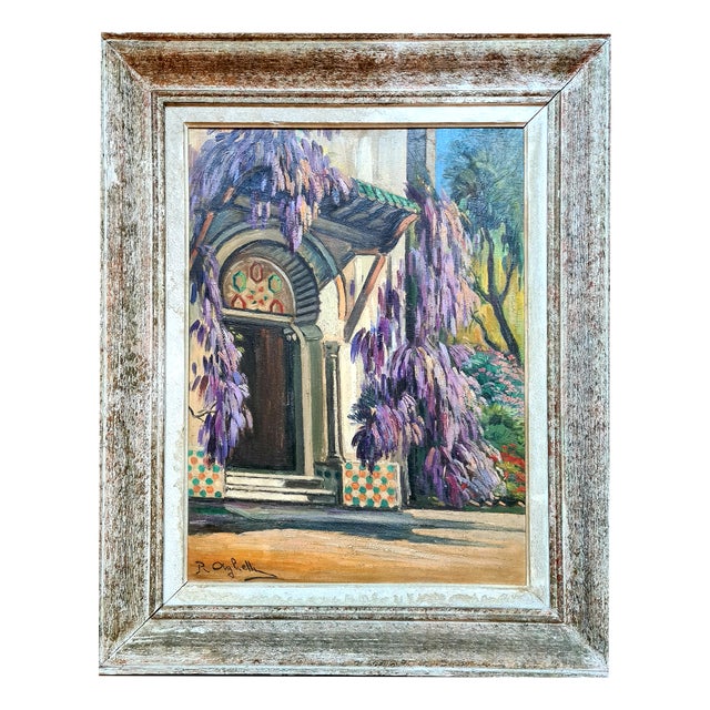 Romeo Charles Aglietti, The Wisteria, Early 20th Century, Oil on Panel For Sale