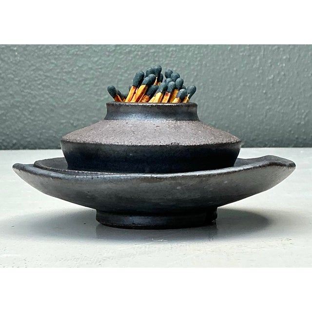 Vintage Original Studio Pottery Match Strike Set For Sale - Image 12 of 12