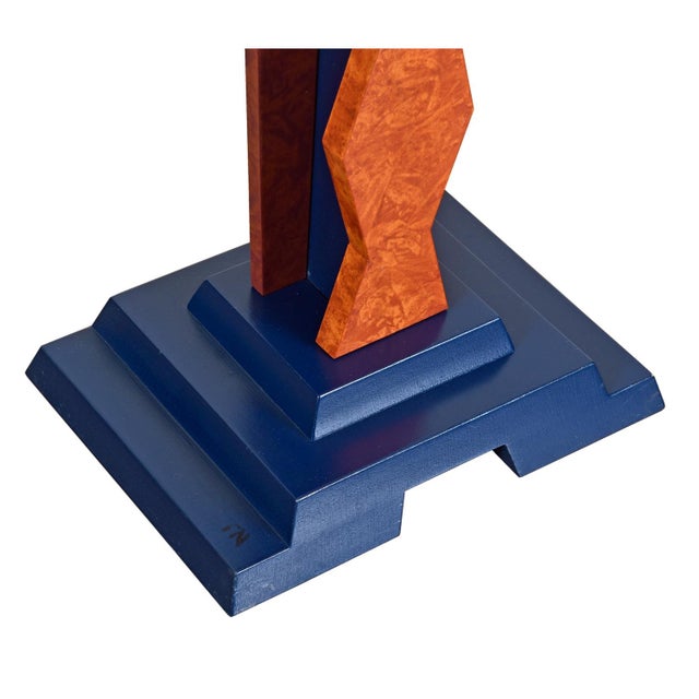 Wood Sottsass Style Memphis Orange and Red Floor Lamp by Phile Limited Edition Furniture For Sale - Image 7 of 10