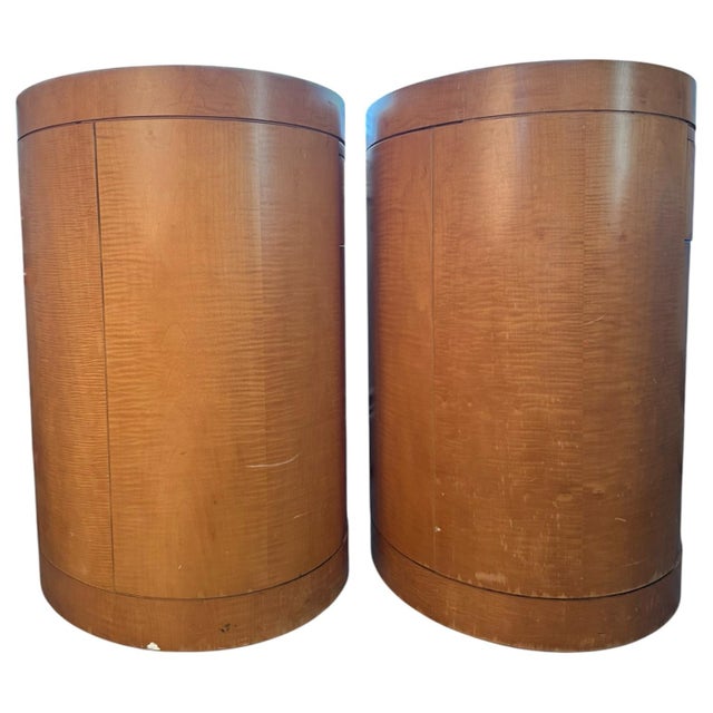Wood Late 20th Century Baker Furniture Modern Art Deco Primavera Oval Nightstands, Pair For Sale - Image 7 of 12