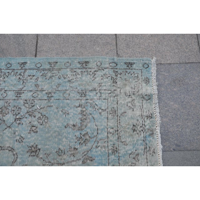 Light Blue Overdyed Turkish Rug - 3′9″ × 7′3″ | Chairish