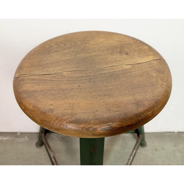Industrial Green Workshop Stool, 1960s For Sale - Image 4 of 17
