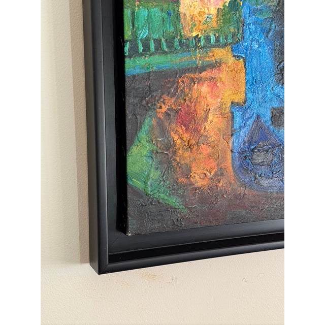 Late 20th Century Modernist Cubist Musical Expressionist Textured Acrylic Painting, Signed For Sale - Image 4 of 7