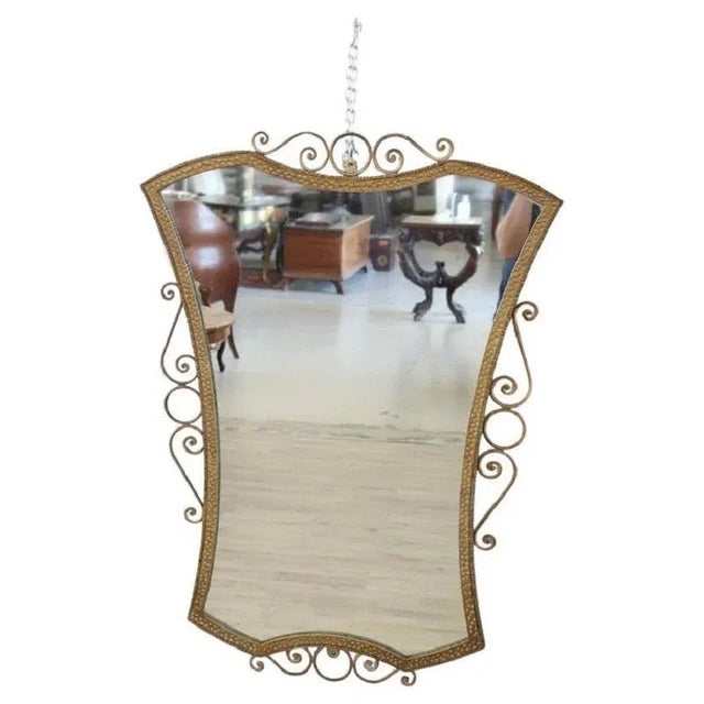 Vintage Gilded Iron Wall Mirror, 1950s For Sale - Image 11 of 11