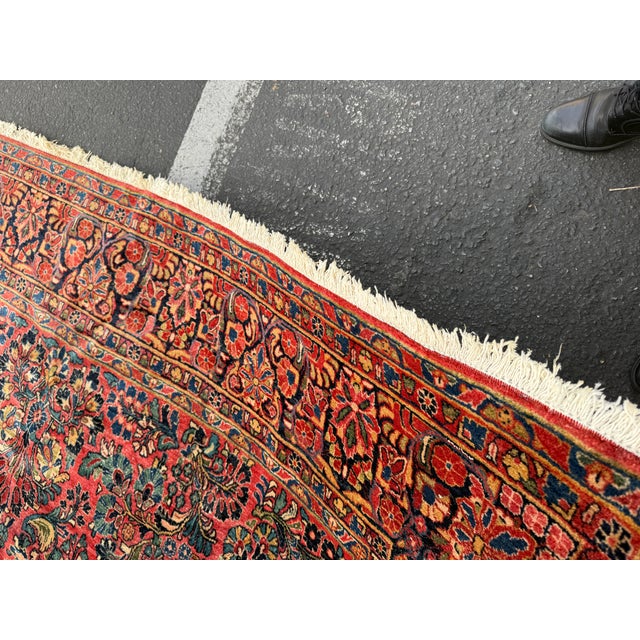 Red 8ft 8in × 12ft Persian Sarouk Area Rug For Sale - Image 8 of 17