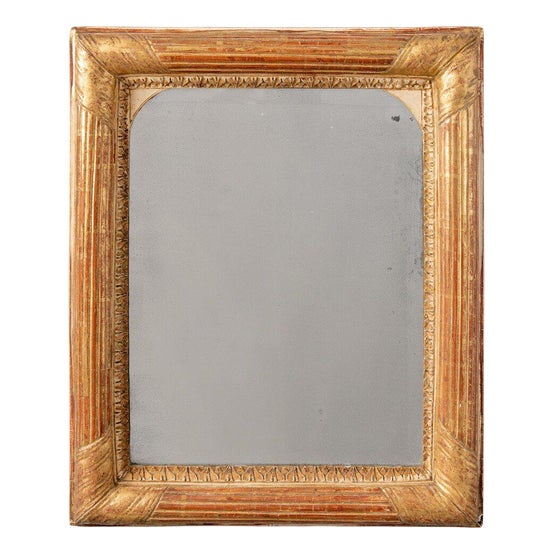 French Gilt Gesso Fluted Mirror, Early 19th Century For Sale