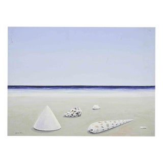 Gino Guida, On the Shoreline, 1980s, Oil Painting on Canvas For Sale