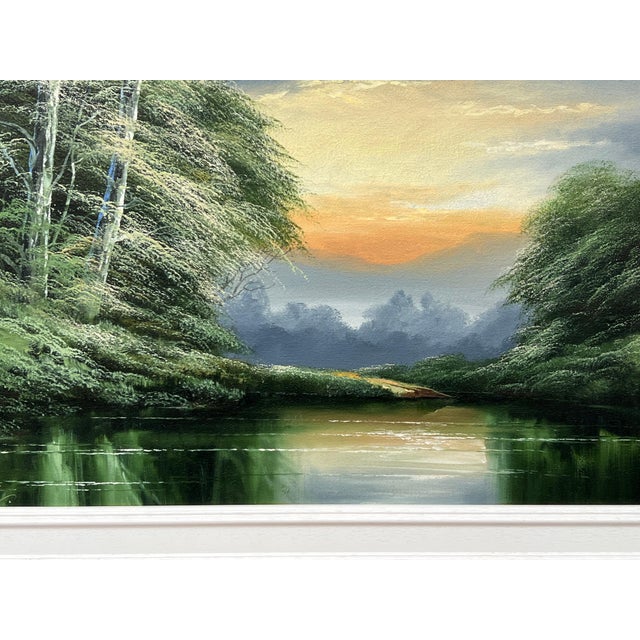 Green Water in the Lake District of England with Lush Trees by British Artist 1976 For Sale - Image 6 of 18