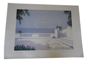 Giorgio Zuppini, Terrzza Sul Mare Con Gabbiani (Land on the Sea with Seagulls), 1970s, Lithograph