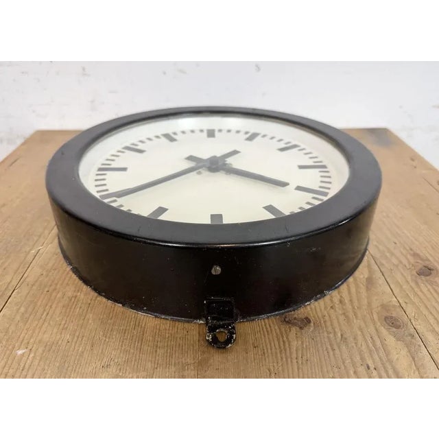 Industrial German Black Factory Wall Clock, 1950s For Sale - Image 14 of 17