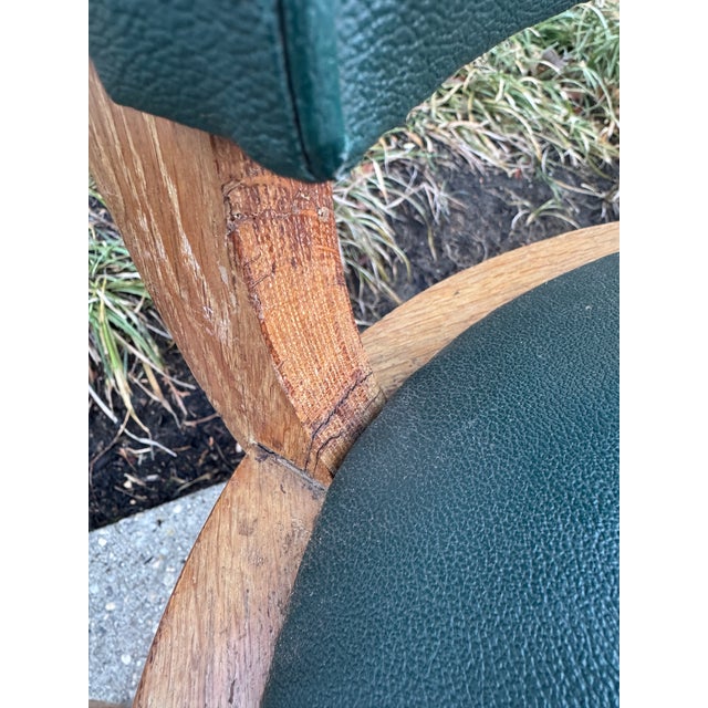 Mid 20th Century Vintage French Oak and Leather Dining Chairs- Set of 6 For Sale - Image 10 of 12