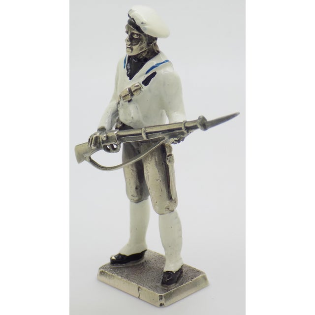 Vintage Italian Genuine Silver 1911 Royal Navy Sailor Combat Rare Figurine Made in Milan For Sale - Image 4 of 13
