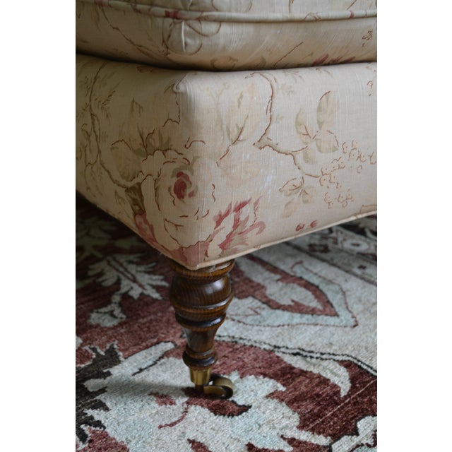 Ivory Upholstered Slipper Chairs on Turned Legs W/Casters - A Pair For Sale - Image 8 of 8