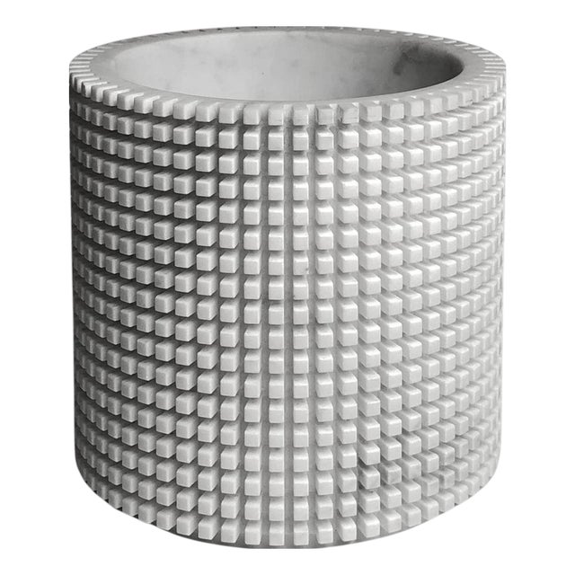 Pixel S2 Decorative Vase in White Carrara Marble by Bufalini Marmi For Sale