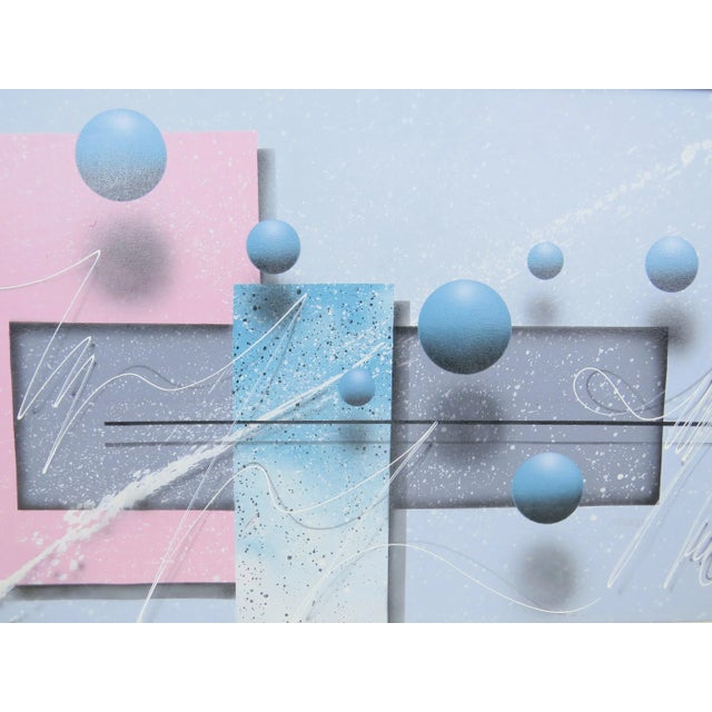 Abstract 1980s Josef Kugler Original Abstract Illusionism Acrylic on Canvas - Framed For Sale - Image 3 of 11