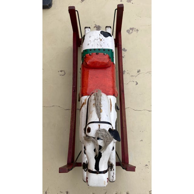 Carved Wood Rocking Horse Manner of Whitney Reed Corporation Leominster, Massachusetts Circa Late 1800s For Sale In Denver - Image 6 of 13