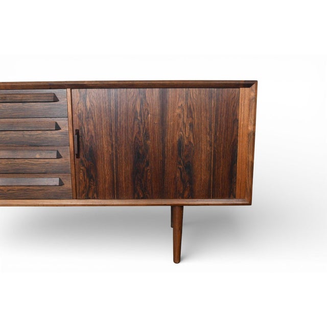 Mid 20th Century Ib Kofod Larsen Brazilian Rosewood Credenza With Tambour Doors For Sale In San Francisco - Image 6 of 13