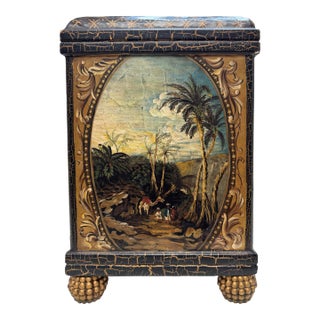 Spanish Colonial John Richard Hand Painted Rectangle Wooden Vase For Sale