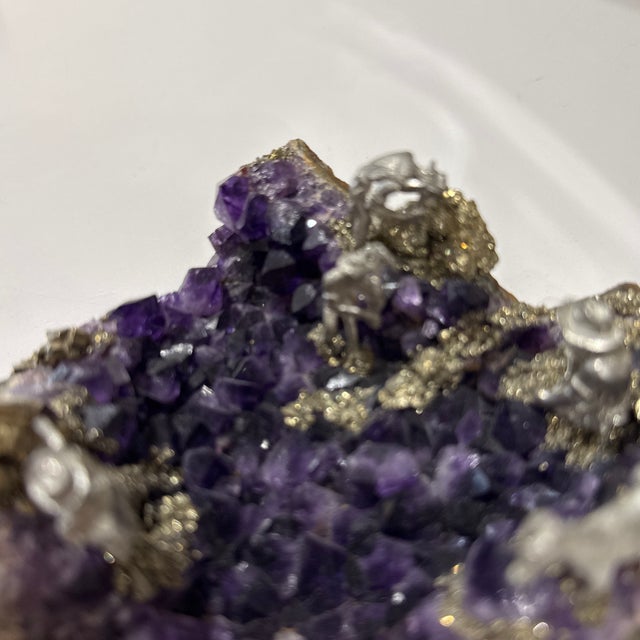 Unique Amethyst Stone Mine Scene Crafted With Silver Men Working in a Mine, Art Display Piece For Sale - Image 11 of 12