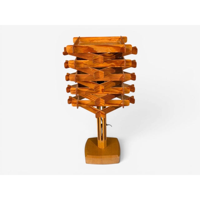 Mid-Century Modern Swedish Modern, Large Table Lamp, Lacquered Pine, Sweden, 1970s For Sale - Image 3 of 14