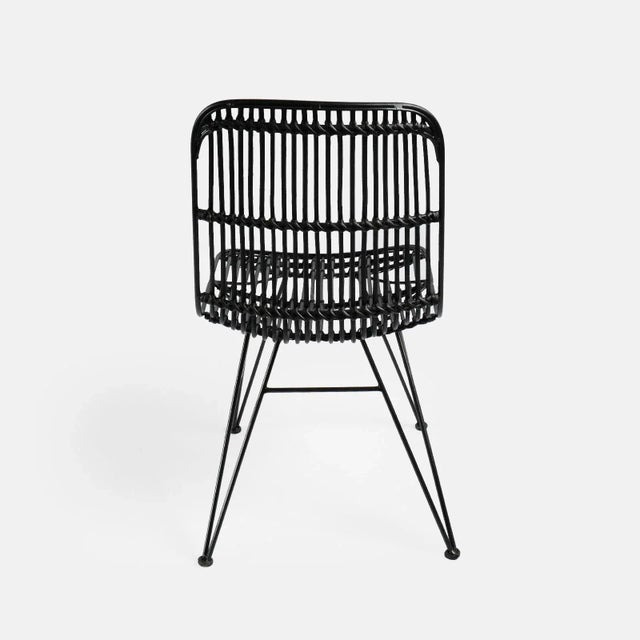 Black Rattan Woven Dining Chair For Sale - Image 4 of 6