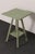 Vintage mint green bobbin side table (ca. 1940s, USA). Spool/bobbin ornamentation present along the legs with two...